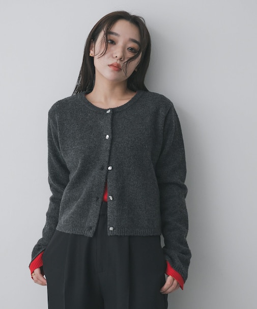 『洗濯可』メタルボタンカーディガン
