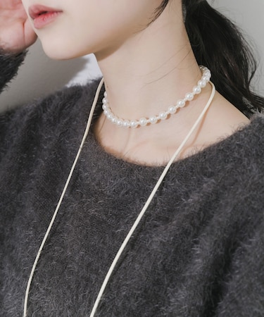 パールコードチョーカーネックレス