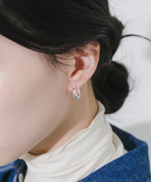 メタルバンブーワンタッチフープイヤリング