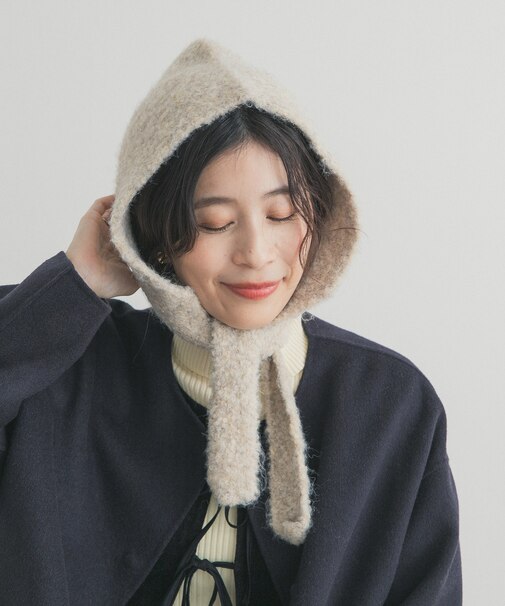 ウール混ニットバラクラバ帽