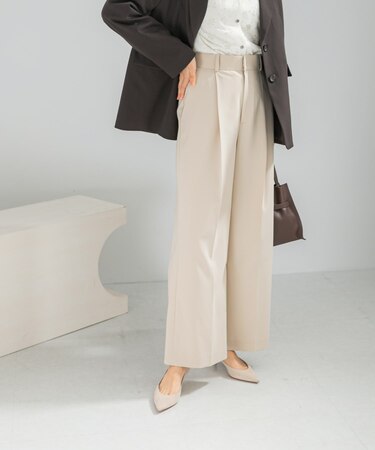 防シワハイウエストワイドスラックス