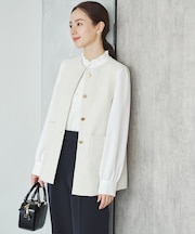 ノーカラーツイードジレ