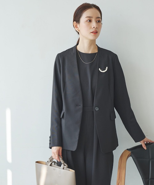 ノーカラージャケット（ブラック）の通販｜&mall（アンドモール）三井