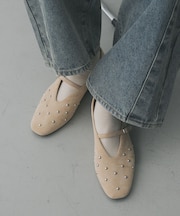 スタッズフラットシューズ