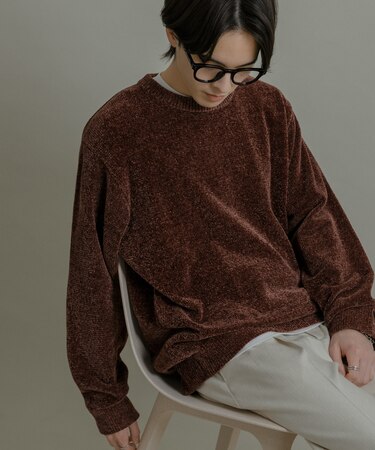 『洗濯可』モールニットプルオーバー