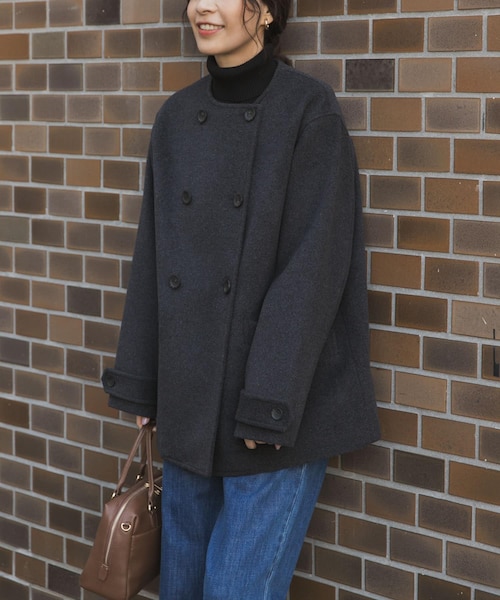 ウールリバーノーカーラミドルコート URBAN RESEARCH DOORS（アーバンリサーチドアーズ） コート アウター