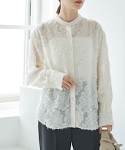 カットジャガードバンドカラーシャツ