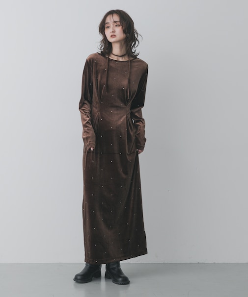 ドットシシュウベロアワンピース