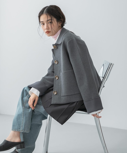 2023年★23区　ニットジャケット　銀ボタン　羽織　グレー　サイズ32 ビックボタンニットジャケット｜アーバンリサーチの通販｜&mall