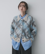 『洗濯可』エリツキチェックカーディガン