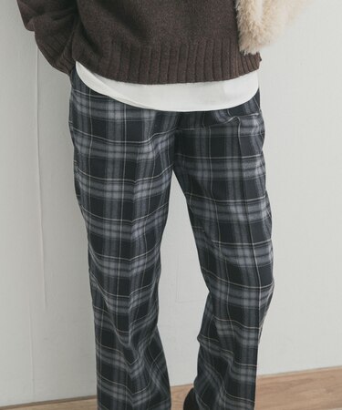 『UR TECH』チェックストレートイージーパンツ