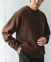 ウールブレンドネップクルーネックニット