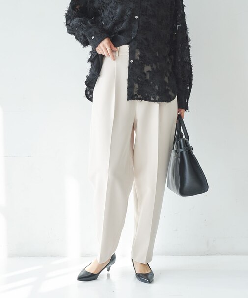 『3サイズ展開』タックテーパードパンツ