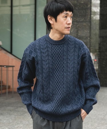 アランニットクルーネックプルオーバー