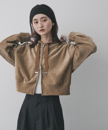 ベロアジップフーディ