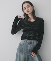 『洗濯可』フリルビスチェセットベロアトップ