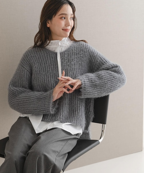 シャギーVネックニット