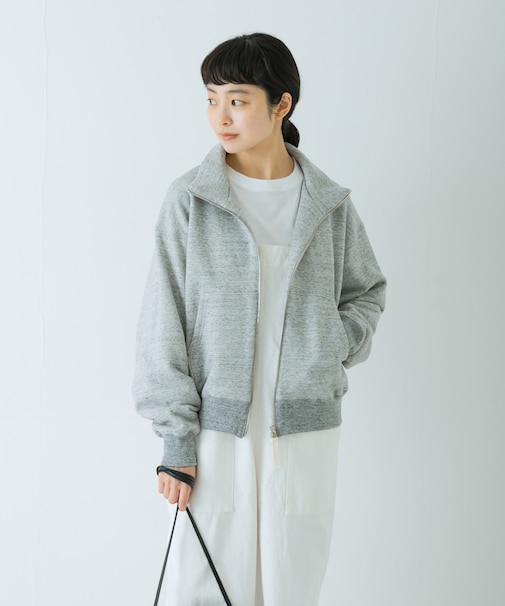 コットンスウェットスタンドジップ