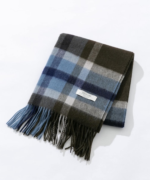 ウールカシミヤチェックワイドマフラー