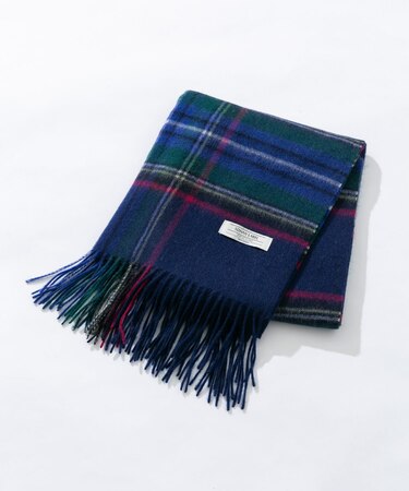 ウールカシミヤチェックワイドマフラー