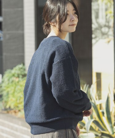 パイル編みクルーニット