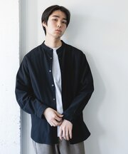 防シワ起毛ネルバンドカラーシャツ