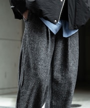 カラーネップワンタックバレルパンツ