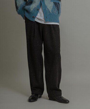 カラーネップワンタックバレルパンツ