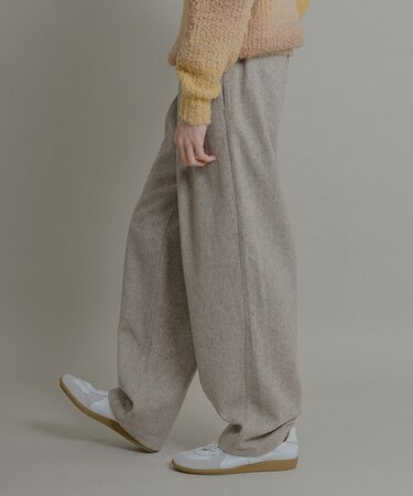 カラーネップワンタックバレルパンツ