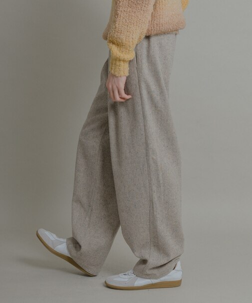 カラーネップワンタックバレルパンツ