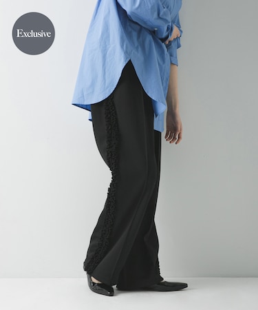 『別注』crinkle crinkle crinkle×URBAN RESEARCH　FRILL TRACK PANTS