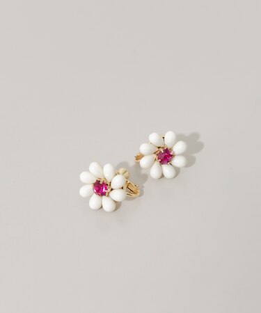 カラービーズフラワーイヤリング