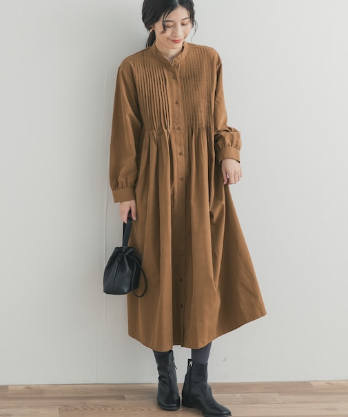 ピーチタッチピンタックワンピース