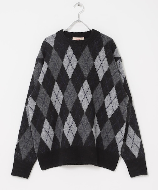 FORK&SPOON　アーガイルプルオーバーニット