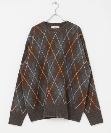 FORK&SPOON　アーガイルプルオーバーニット