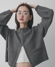 『洗濯可』スタッズデザインカーディガン