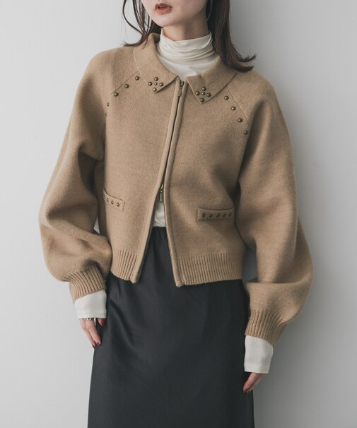『洗濯可』スタッズデザインカーディガン