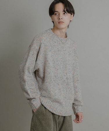 『洗濯可』カラーネップニットプルオーバー