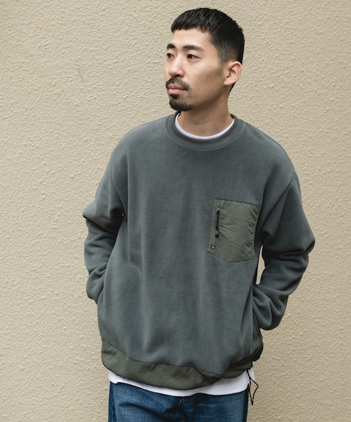 ナイロン ドッキング フリースプルオーバー