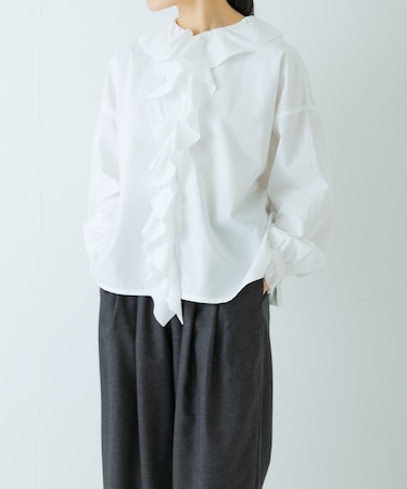 コットンフリルカラーシャツ
