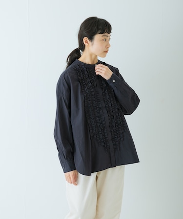 コットンフリルワイドシャツ