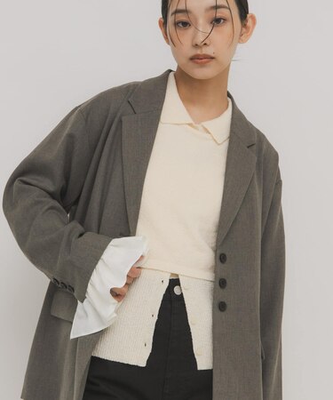 『一部WEB限定カラー』ミニブークレレイヤードニットシャツ