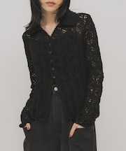 クロシェレースニットシャツ