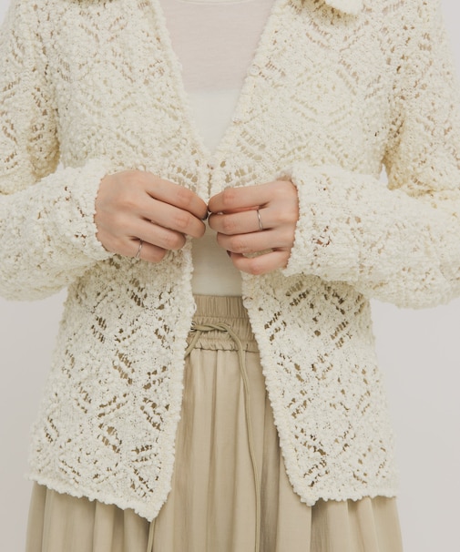 クロシェレースニットシャツ