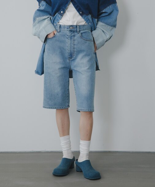 『2サイズ展開』スリムハーフデニム