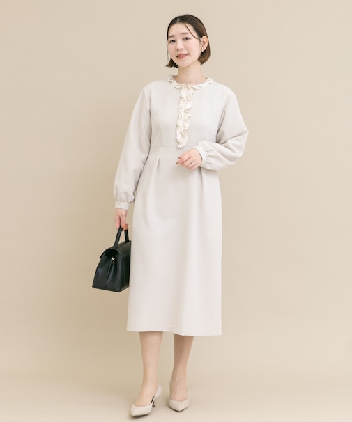 『WEB／一部店舗限定』フリルカラーウエストマークワンピース