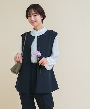 『WEB／一部店舗限定』『SHORT／TALLサイズあり』ペプラムジレ+テーパードパンツ