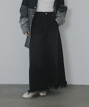 アシメフリンジデニムスカート
