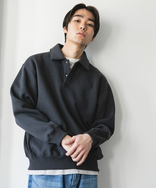 裏起毛スウェットポロシャツ