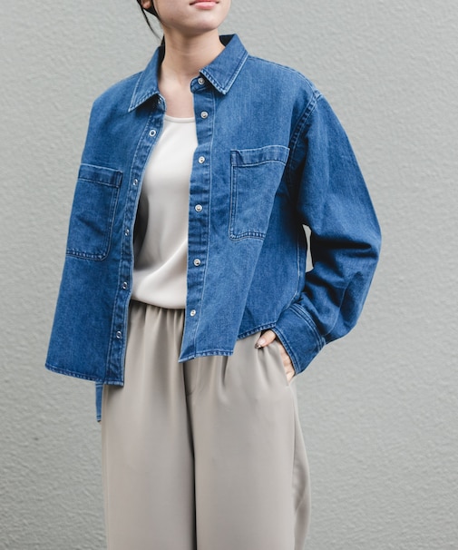 FORK&SPOON　ペーパーブレンドデニムシャツ